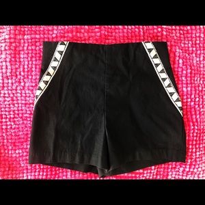 Black Semi High Waist Shorts